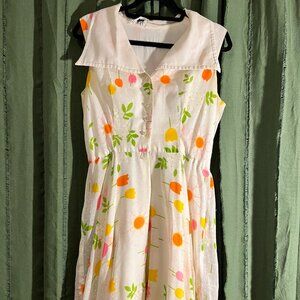 Vintage 60s/70s Floral Prairie Dress | Cottagecore Novelty Print